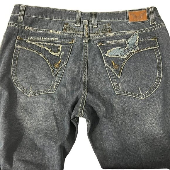 Robin's Jeans Long Flap Studded Blue Size 42 x 34 D5095 - Picture 10 of 14